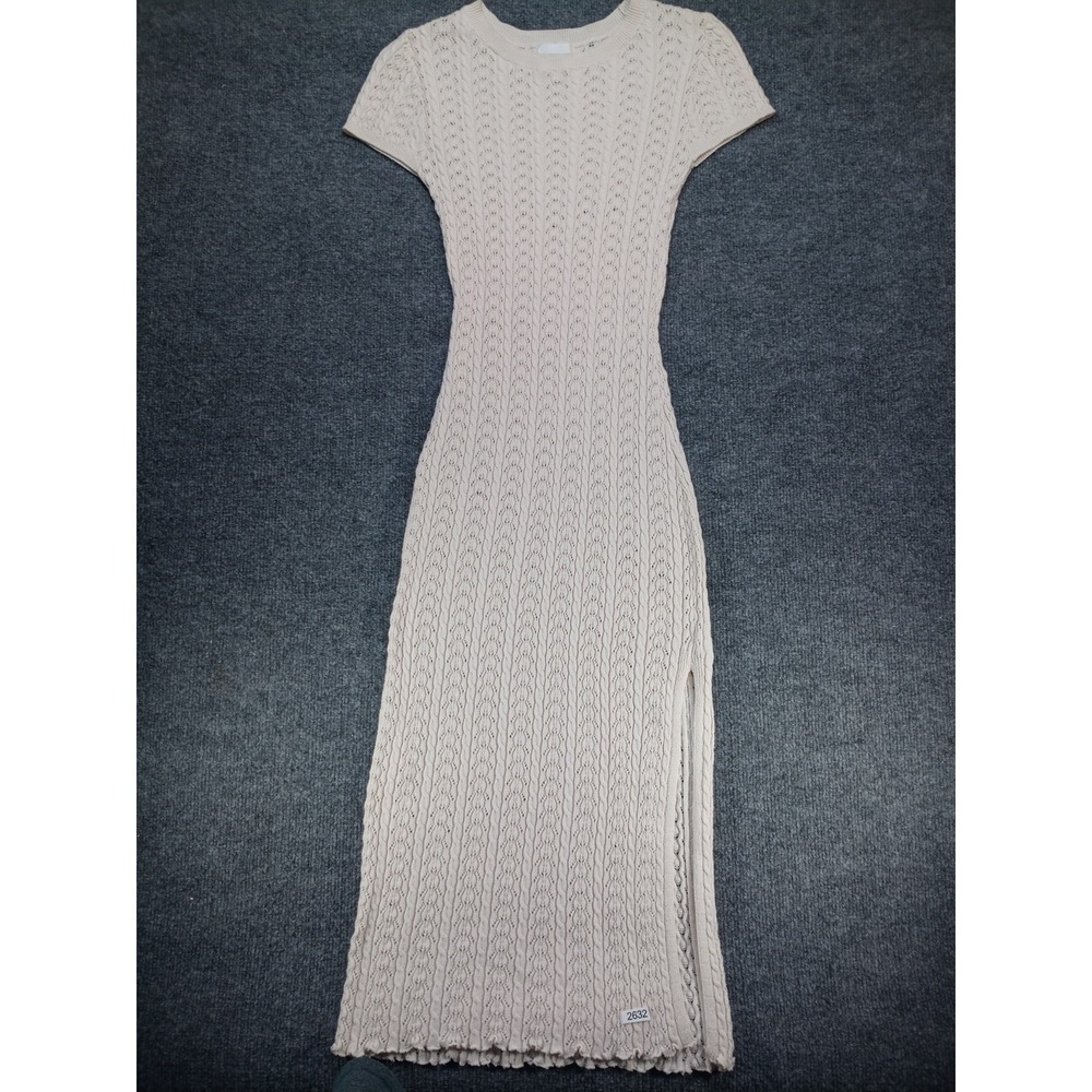 A New Day Women's Cream Pointelle Knit Sleeveless Maxi Sweater Dress Size XS